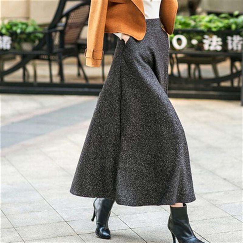long wool a line skirt