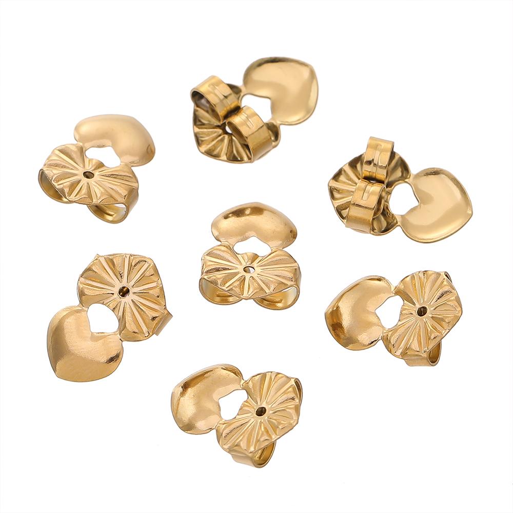 20pcs/lot Gold Color Flower Heart Stainless Steel Earring Studs Ears Hook Backs Stopper For Jewelry Making Earring Stoppers