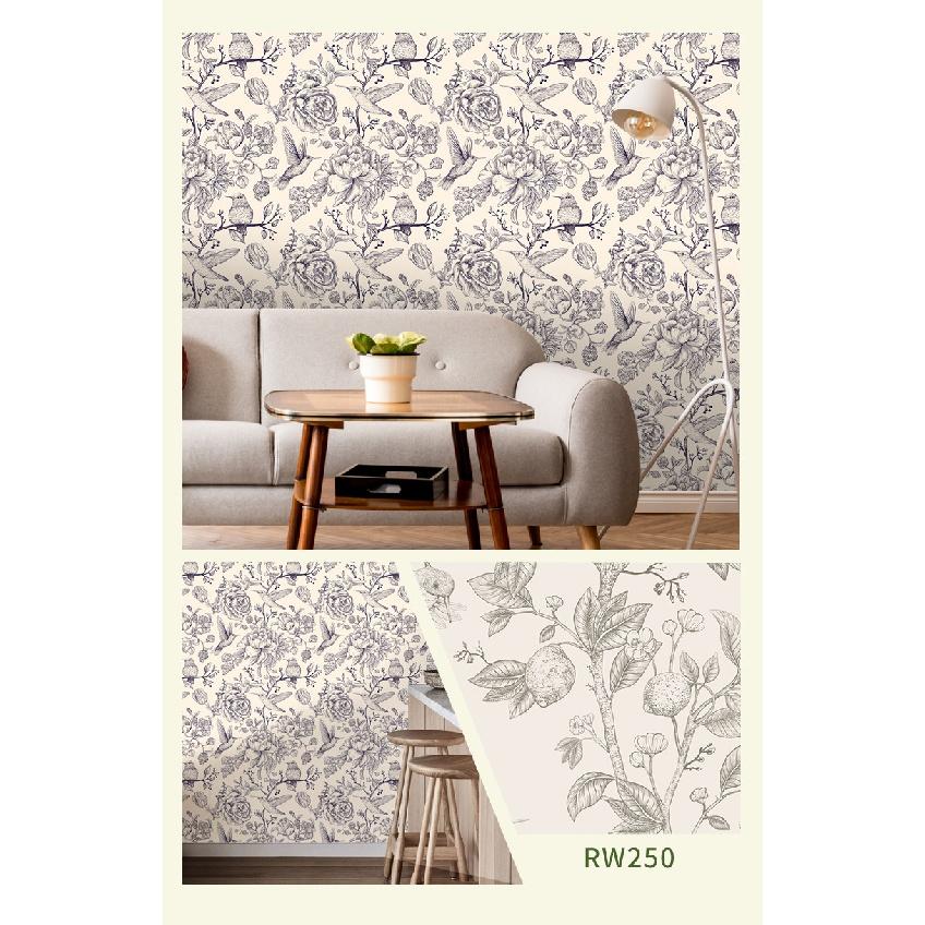 Samolepicí tapety na pozadí obývacího pokoje a ložnice (Květiny a ptáci zelená rostlina)