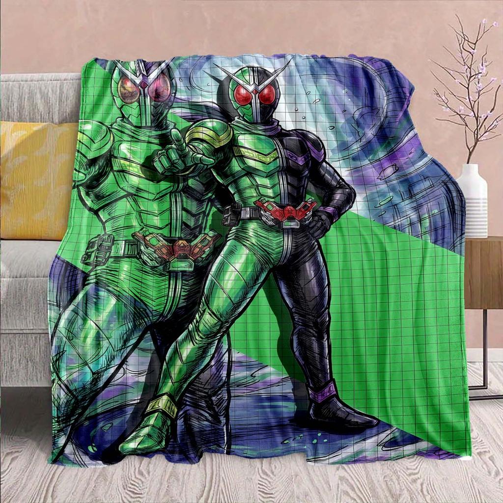 Kamen Rider Anime Flannel Blanket – Soft, Warm, Perfect for Sofas, Bedding, Camping, Travel, Office, and Home Decor – QJY