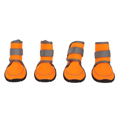 4pcs Dog Boots Soft Rubber Waterproof Pet Dog Paw Protector with Reflective Straps for Outdoor