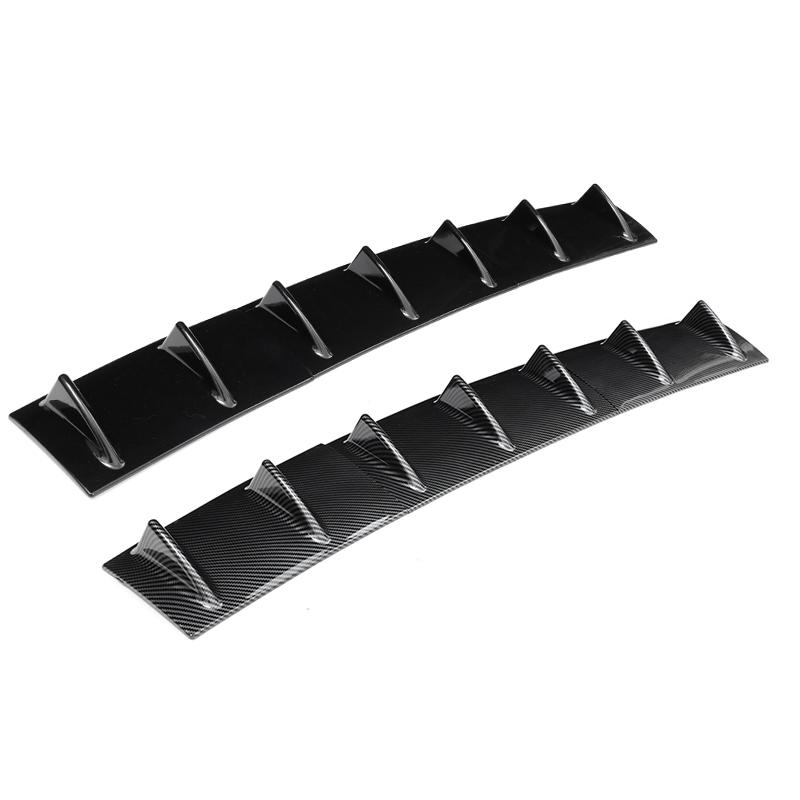 3pcs Universal Rear Bumper Spoiler Diffuser Gloss Black 7 Wing Shark Fin Style Lower Body Lip