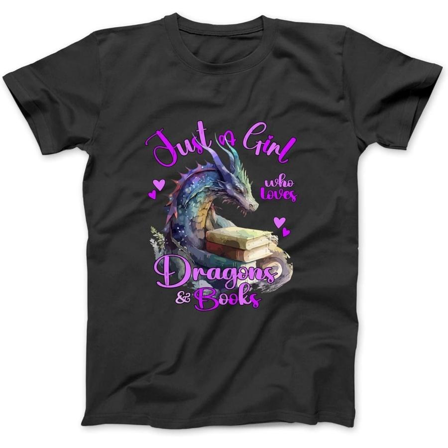 

Just a Girl who Loves Dragons and Books Fantasy Dragon Long Sleeve T-Shirt Sweatshirt Hoodie Tanktop for Men Women Kids Black XXXXXL різнокольоровий