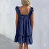 Robe courte à bretelles amples pour femmes, col licou, couleur unie, vacances, plage