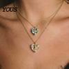 Beautiful Heart Pendant Coastal Birthstone Necklace, Marine Animal Jan Elegant Design To Dec Birth Stone Birthday Gift for Mom Wife