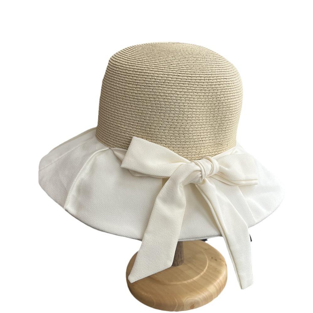 Summer Straw Fisherman's Hat Children's Bow Sunshade Sun Hat UV Protection Large Brim Versatile Basin Hat