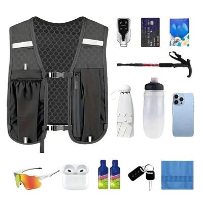 New Running Water Bottle Storage Vest Lightweight Running Vest Reflective Hydration Water Chest Pack With Phone Holder 1Pc