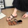 Summer Pointed Toe Rhinestone Strap Sandals Two Wear High Heels Baotou Shallow Mouth Non-slip Sexy Spicy Heel Mopping