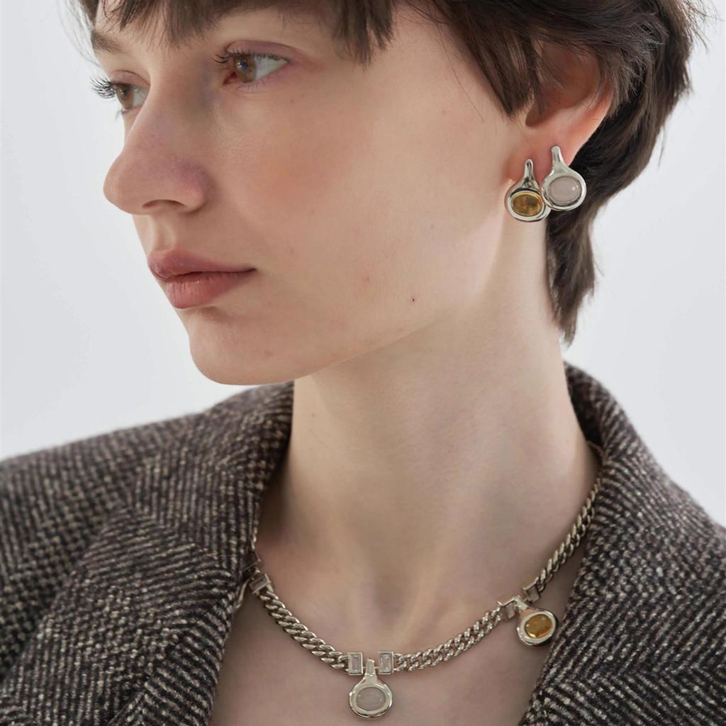 Wind Temperament Sweet Four-Color Crystal Stud Earrings Fashion Commuter Jewelry Niche Simple Earrings Women