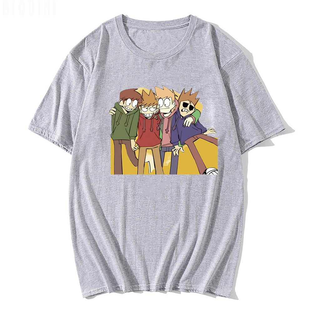 Eddsworld T-shirt Anime Short Sleeve 2022 Summer 100% Cotton Edd Tom Matt Todd Four Boys Men Unisex Tees Print Casual Women Tees