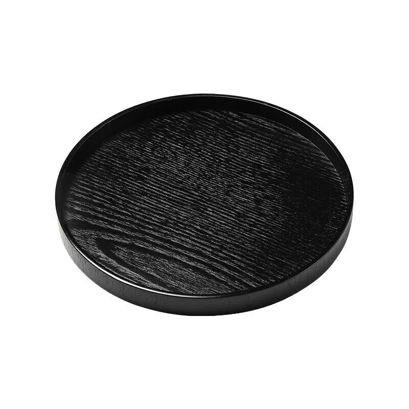 Huihuang Japanese Style Black Wooden Round Serving Tray