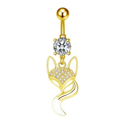 Fashion Fox Shells Cloud Dangle Belly Button Rings Stainless Steel Navel Barbell Piercing Jewelry For Women Girls