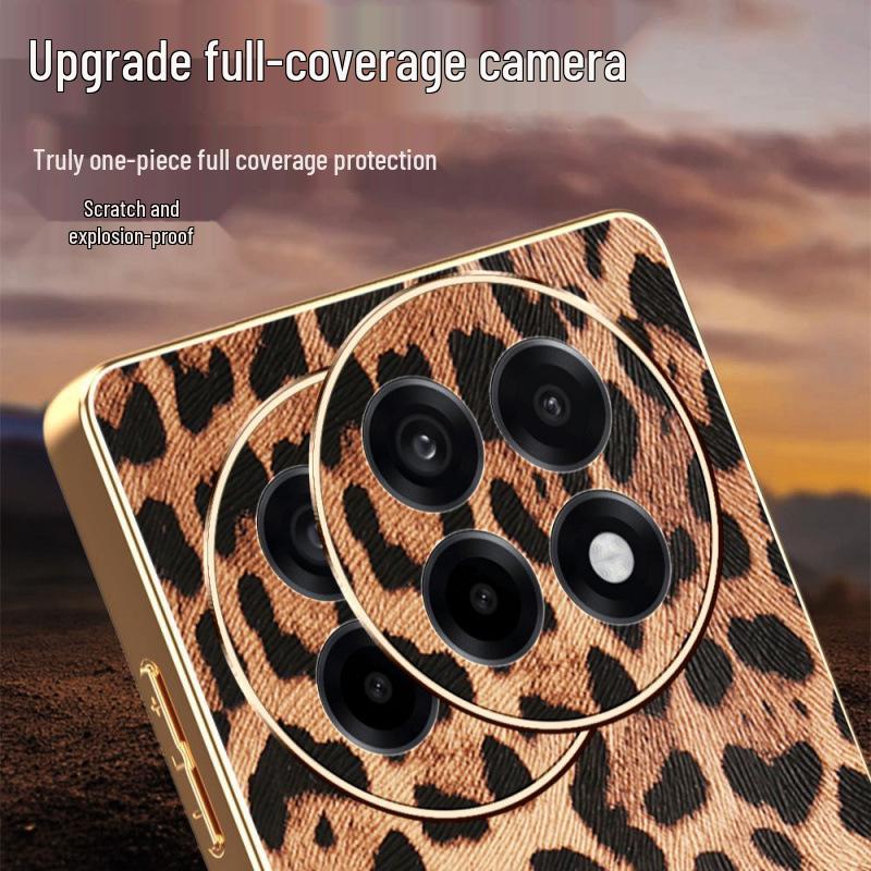 Leopard Print & Checkered Leather OnePlus ACE5/NORD4 Drop-proof Phone Case