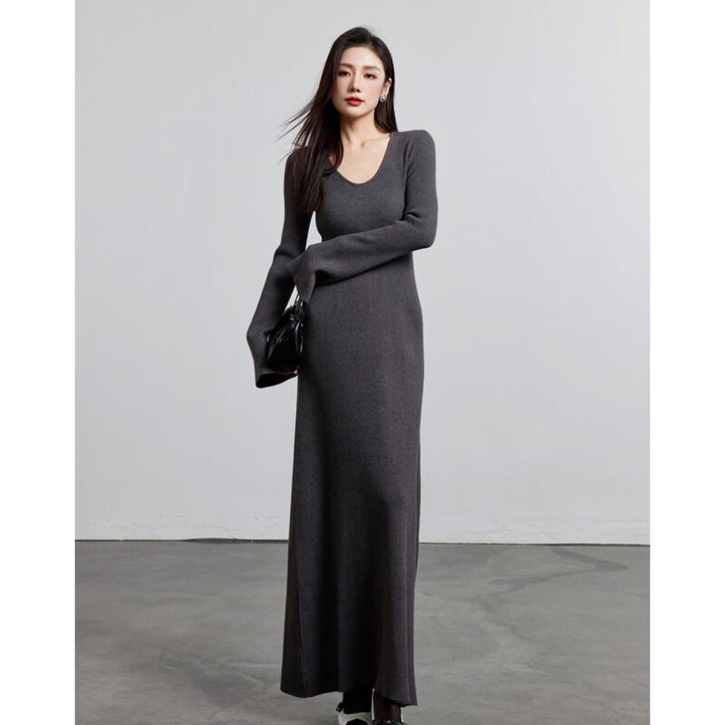 

JK&JS French Retro Lazy Style Knit Long Dress One Size
