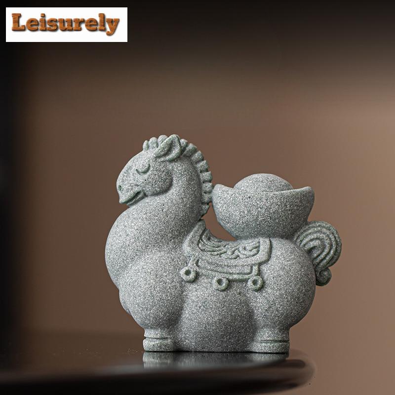 Kreative Glücksbringende Reichtum Grüner Sandstein Tee-Haustier Ästhetisches Aquarium Landschaftsgestaltung Tee-Figur Spielzeug Tee-Statue Ornamente