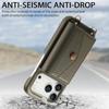 For iPhone 17 Pro Case Card Holder Kickstand PU Leather + PC Phone Cover with Mirror and Crossbody Lanyard