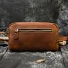 Nuevo Bolso de Mano para Hombre de Cuero Crazy Horse Multifuncional Neceser Genuino Gran Capacidad Almacenamiento para Mujer
