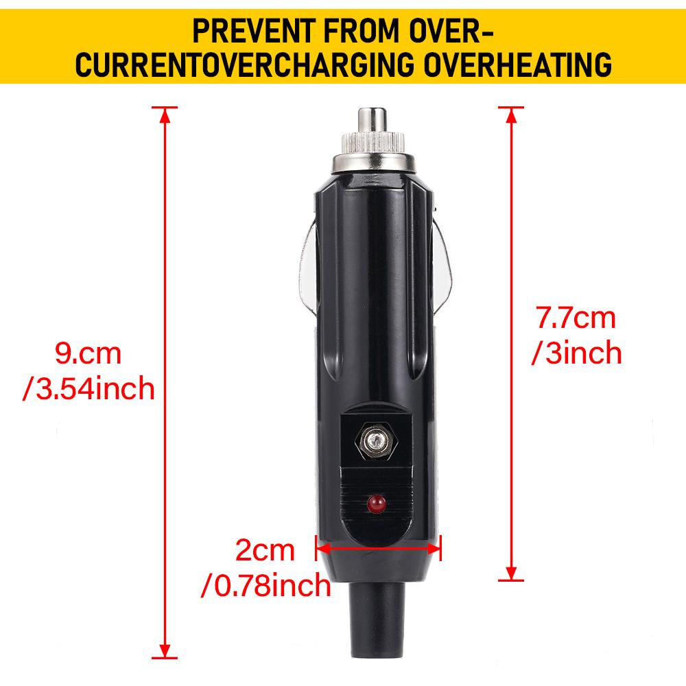 Car Cigarette Lighter With LED Indicator Light Socket Plug 12V24V Universal 15A Current Heat-Resistant Cigarette Lighter Plug