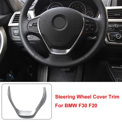Car Steering Wheel Cover Trim Silver Stickers Styling For BMW 1 3 Series F30 F31 F34 F20 2012-2019 Auto Interior Accessories