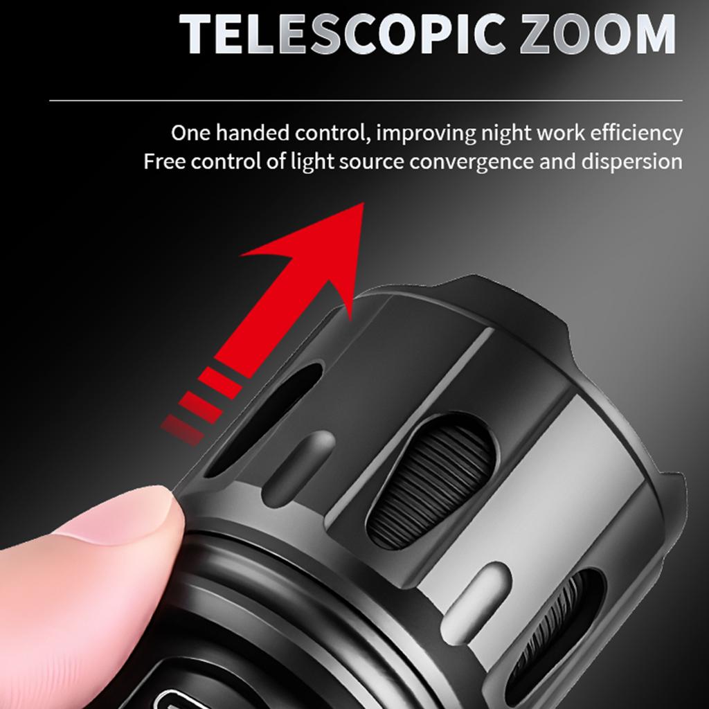 Telescopic Zoom High-Power Flashlight Portable Flashlight Aluminum Alloy Bright Flashlights for Camping/Expedition/Outdoors