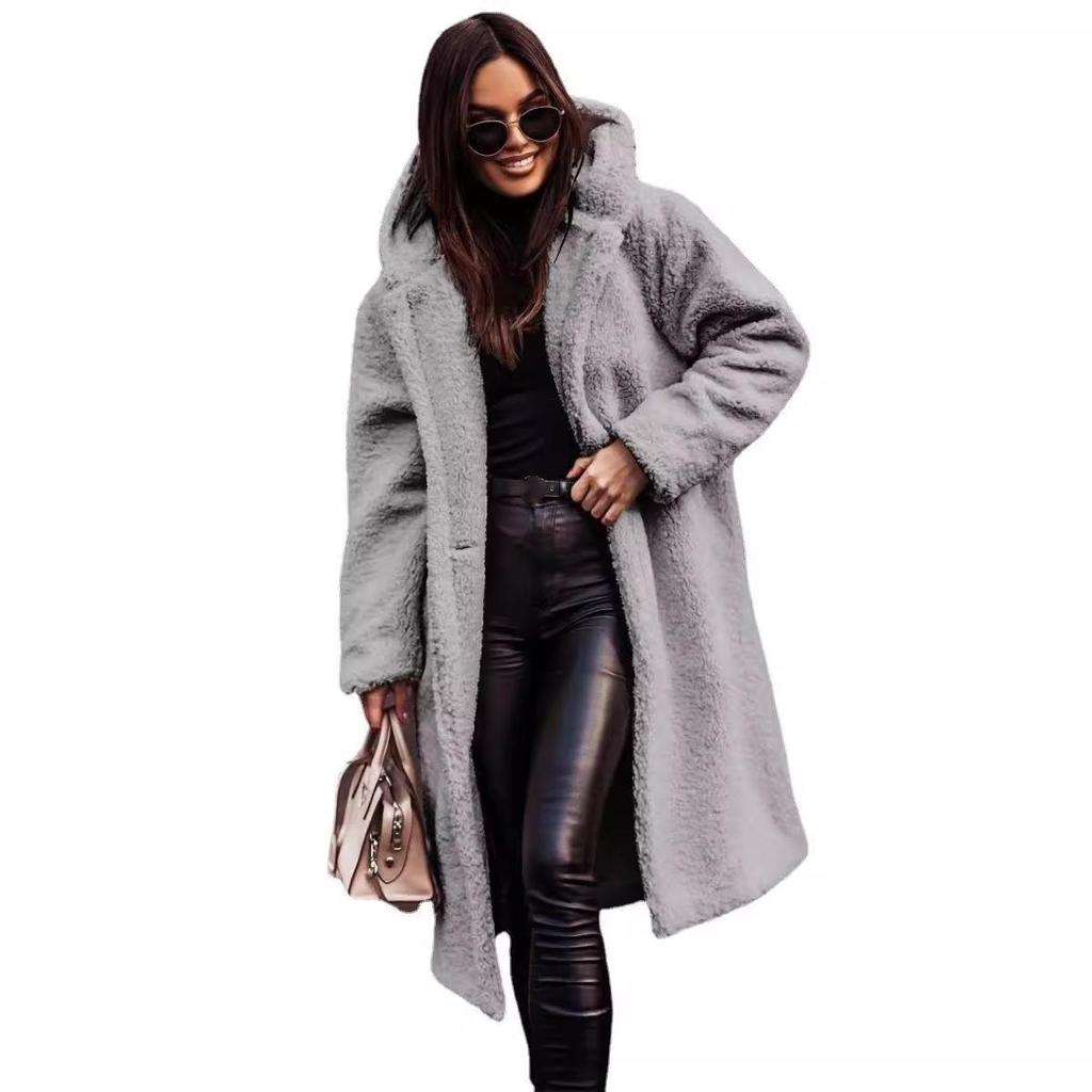 2026 Autumn Winter Women's Long Wool Coat - Fashionable Solid Color Mid-Length Long Sleeve Overcoat
