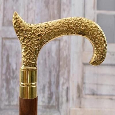 93,98 cm Gehstock Holz und Messing Elegant Goldener Stock Geschenk für Großvater Vater Hochzeitssession