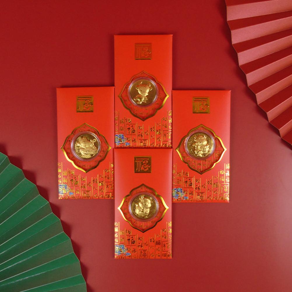 2021 Gold Coin Red Envelope Gold Foil Commemorative Coin Gold Red Packet