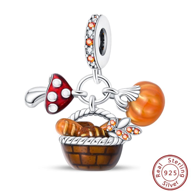 Copper Romantic Autumn Charms Beads Pumpkin Maple Leaf Scarecrow Harvest Pendant 3Mm Diy Fine Jewelry Accessories