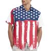 Men's Casual Stylish Flag Letter Print Shirt - Men's Lapel Short-sleeved Button-up Shirt