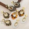 Geometric Leopard Print Resin Earrings - Retro Hollow High-End Style