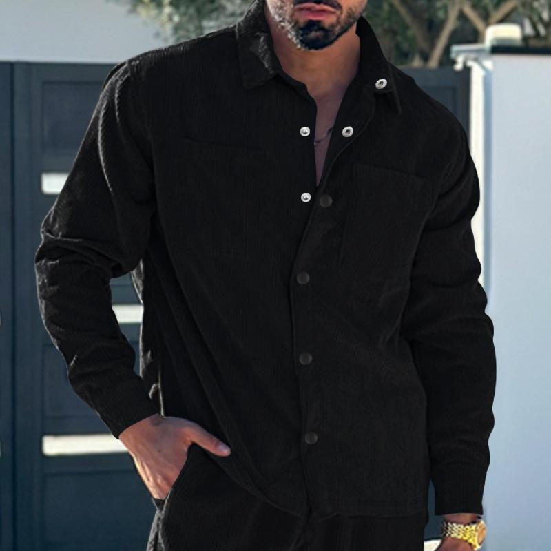 Spring and Autumn New Men's Shirt High Quality Corduroy Leisure Multi-pocket Solid Color Cargo Shirt Cardigan Men's Clothing