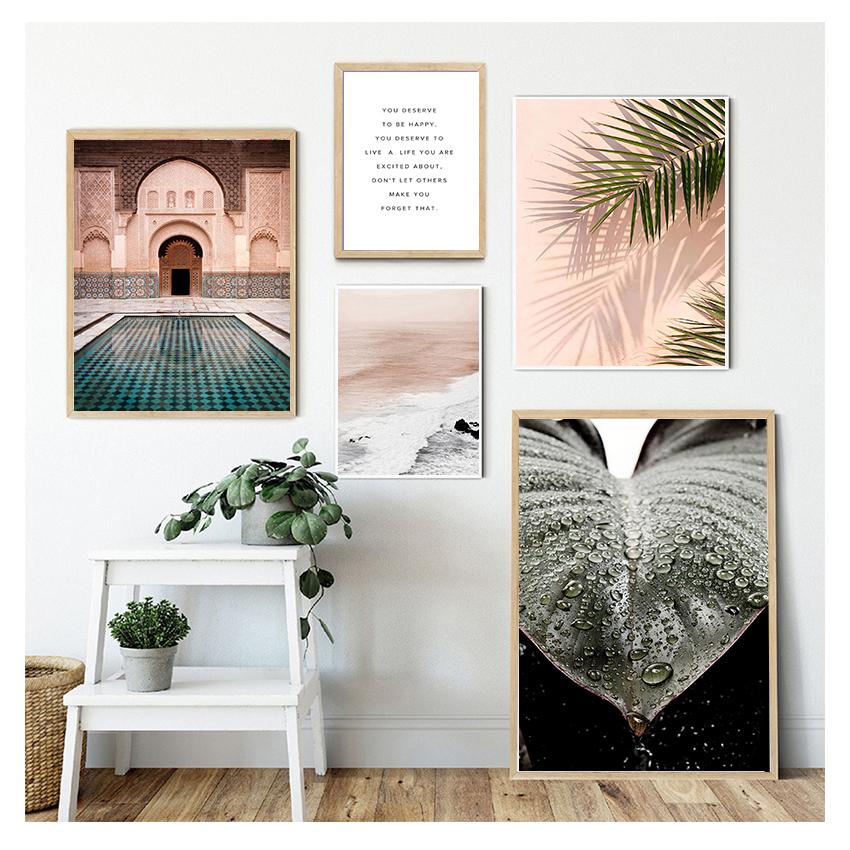 Duvar sanatı tuval yağlıboya Tatil Seyahat Posterler Baskılar Resimleri için Oturma Odası Ev Dekorasyon Modern Manzara Tropik Bitkiler