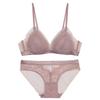 French sexy underwear women's eyelashes lace rimless bra thin cotton triangle cup gather bra bra bra