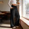Women's Casual -Color High-Waisted Wide-Leg Drawstring Pants With Pockets