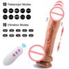 Bezdrátové dálkové tahání realistické dildo vibrační vrstva silikonová super velký vyhřívací penis dilda Sexuální hračky pro ženy