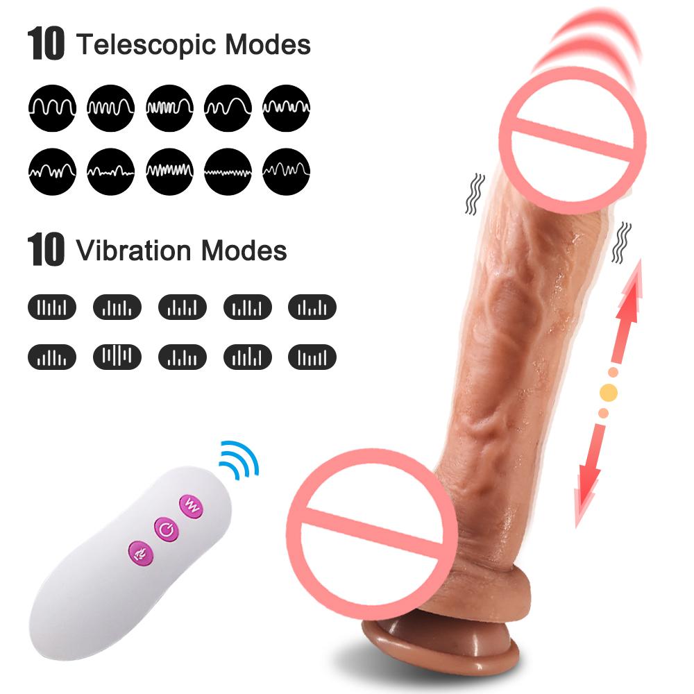 Bezdrátové dálkové tahání realistické dildo vibrační vrstva silikonová super velký vyhřívací penis dilda Sexuální hračky pro ženy