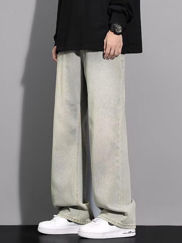Men's American Retro High Street Loose Ripped Jeans: Trendy, Versatile Long Pants