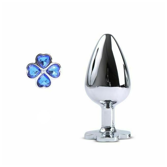 Blue Flower Stainless Steel Metal Anal Crystal Butt Plug  Set  Non Vibrating Butt Plugs