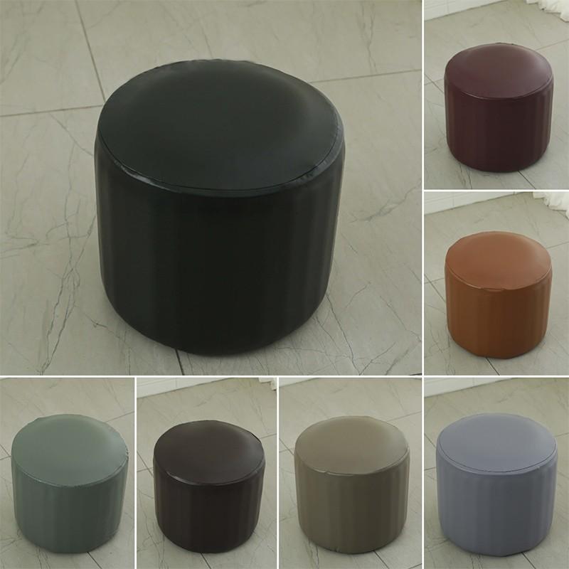 PU Leather Slipcover Waterproof Dustproof Seat Cover Round Footstool Cover Chair Protector For Home Hotel Banquet