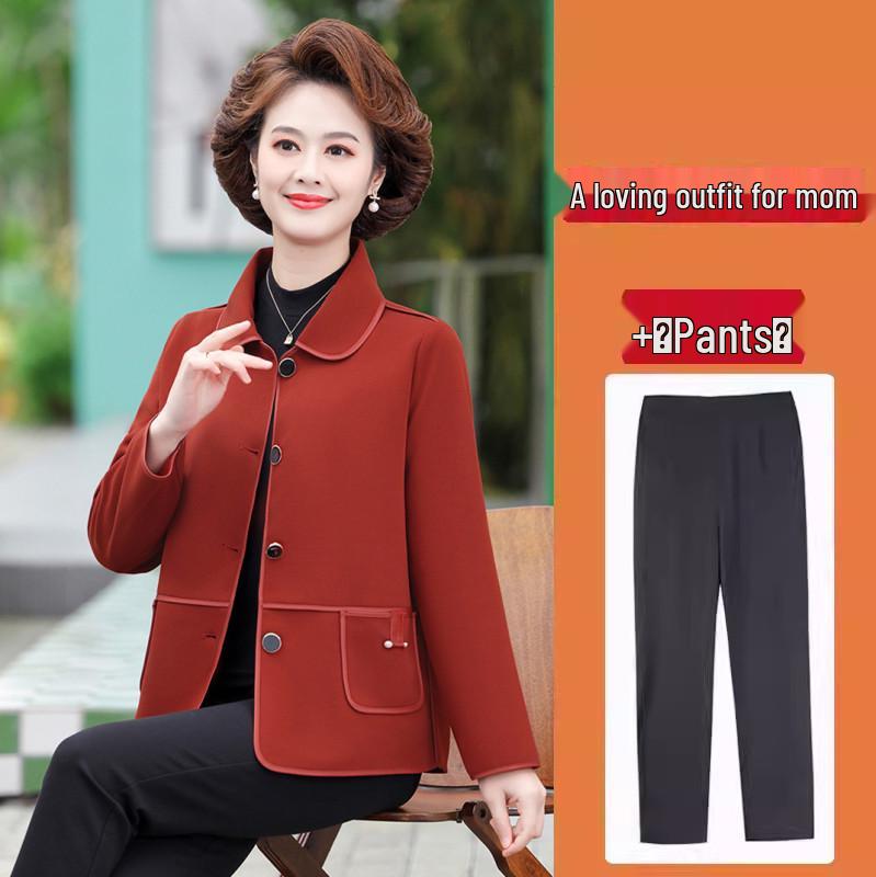 Hengyuanxiang Women's Plus Size Spring/Autumn Jacket for Middle-Aged & Elderly – Fashionable Outerwear