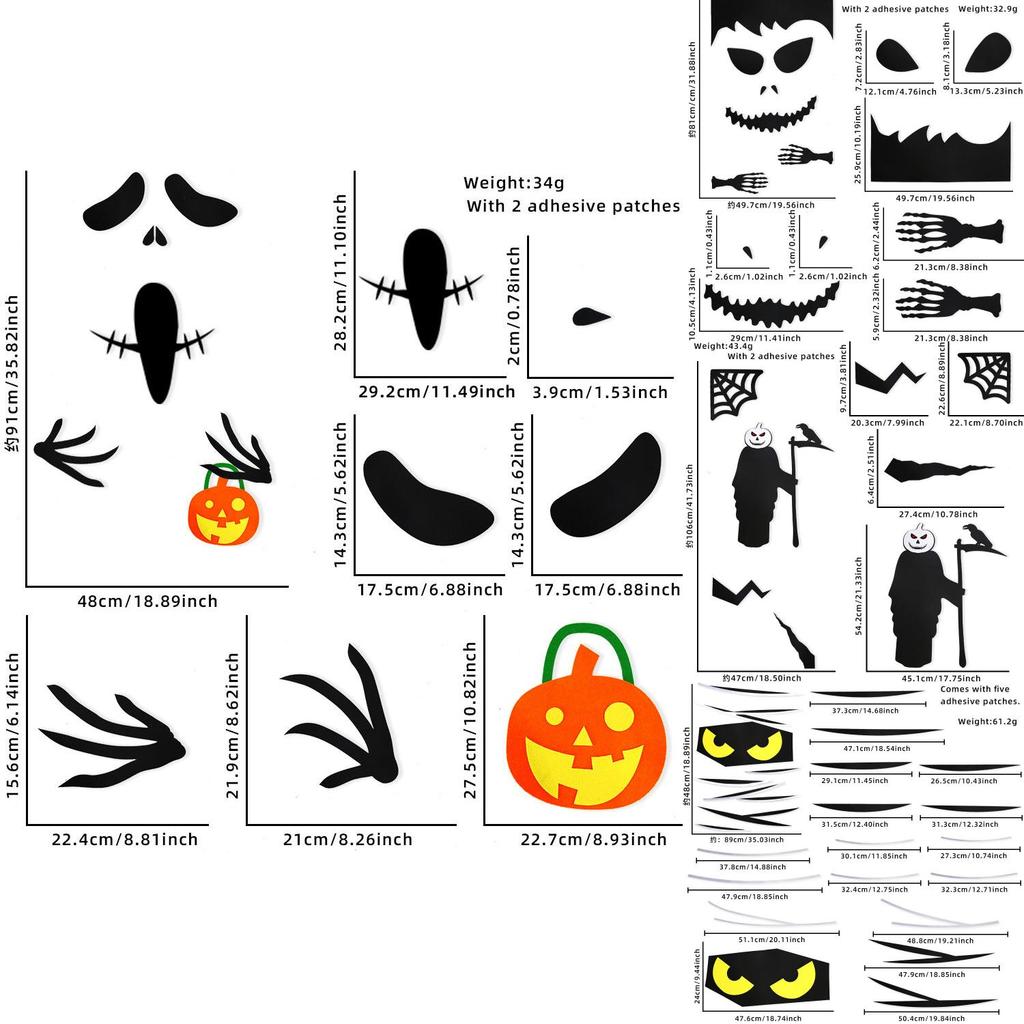 Terrifying Halloween Felt Door Stickers With Wicked Demons And Vampires For Haunted House Vibes