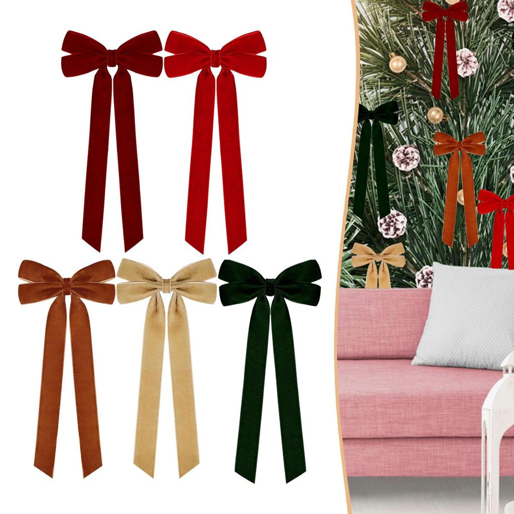 Velvet Christmas Bow Ornaments for Tree Wreath Gift Wrap Holiday Home Indoor Outdoor Decoration