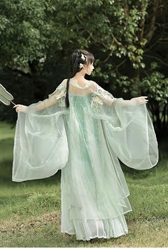 [Hosaku Co., Ltd.] Ancient Hanfu, Classical Beauty, Elegant Chinese Imperial Court Costume, Cosplay Set, Tang Dynasty Haori and Long Skirt Set (Green,