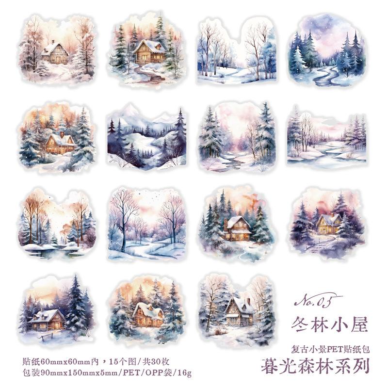 

Retro Hand Account Decoration Plant Scenery Stickers 30pc One Size