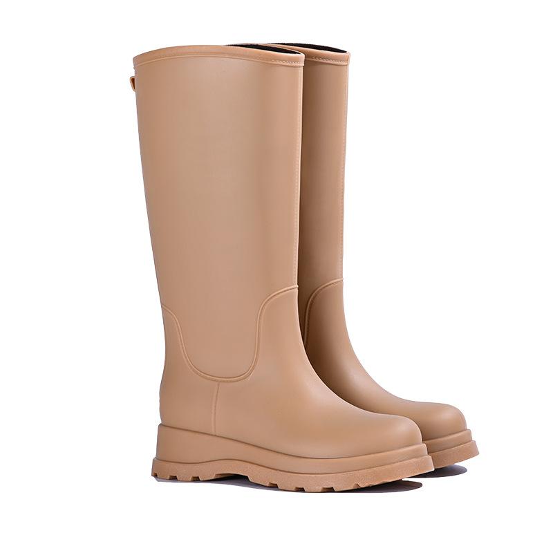 Fashion classic rain shoes women's high rain boots rainy day outdoor travel thickened non-slip waterproof shoes women's rubber shoes British boots
