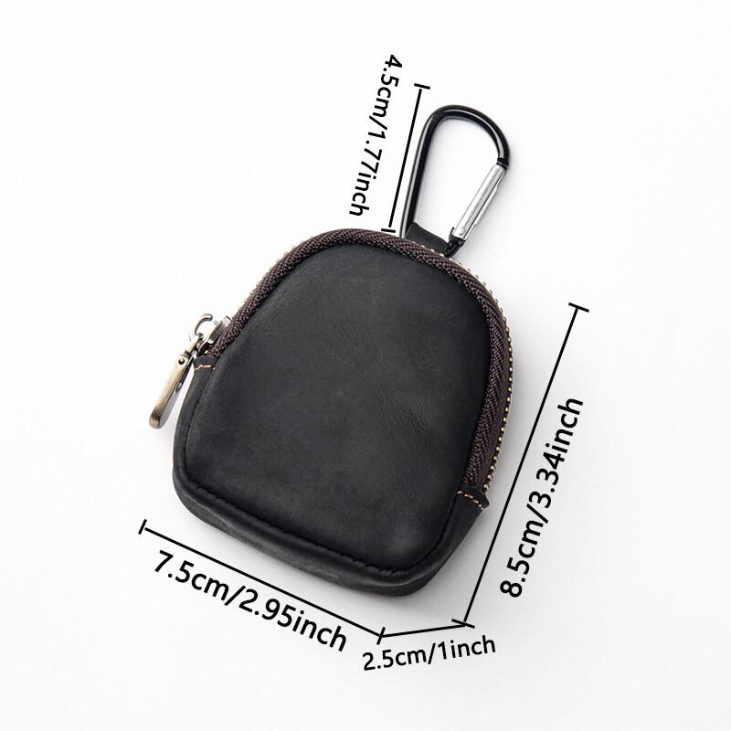 Retro Coin Bag Crazy Horse Leather Small Coins Keys Holder Zipper Pouches Bluetooth Earphone Storage Bags