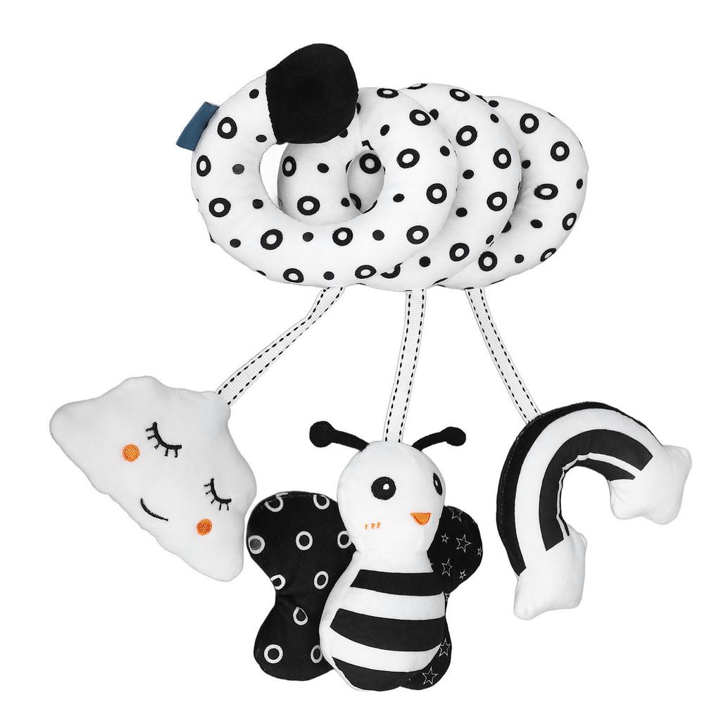 Baby Cute Cartoon Animal Spiral Plush Toy Newborn Black White Car Seat Stroller Hanging Rattles Toy Type 1