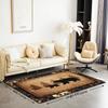 Farmhouse Bear Area Rug for Kids Bedroom and Living Room, Retro Brown Paw Print Carpet, Wild Animal Decorative Floor Mat