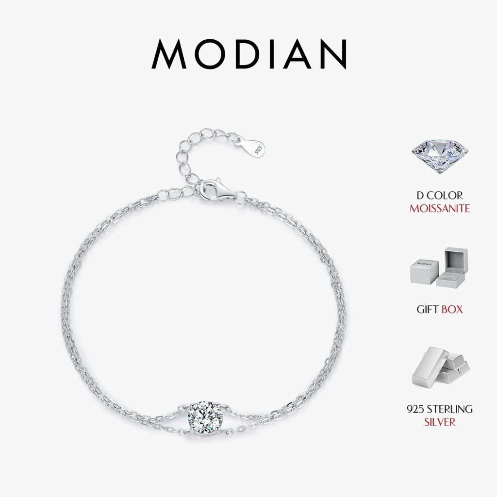 MODIAN 1CT D Color Moissanite Bracelet 925 Silver Delicate Double Layer Bracelets For Bridal Wedding Fine Jewelry Gifts
