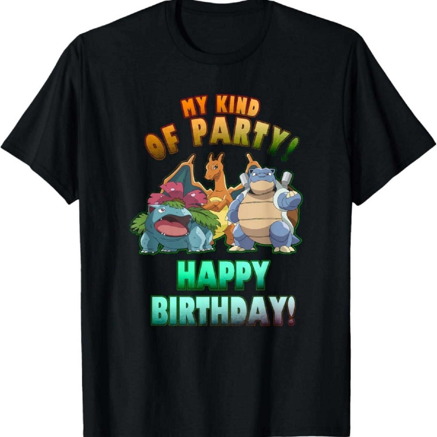 Футболка Pokémon Birthday Group My Kind Of Party с радужным текстом XXXXXL чёрный